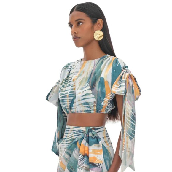 NWT Andrea Iyamah Halima Crop Top in Abstract Bark print - Picture 3 of 7